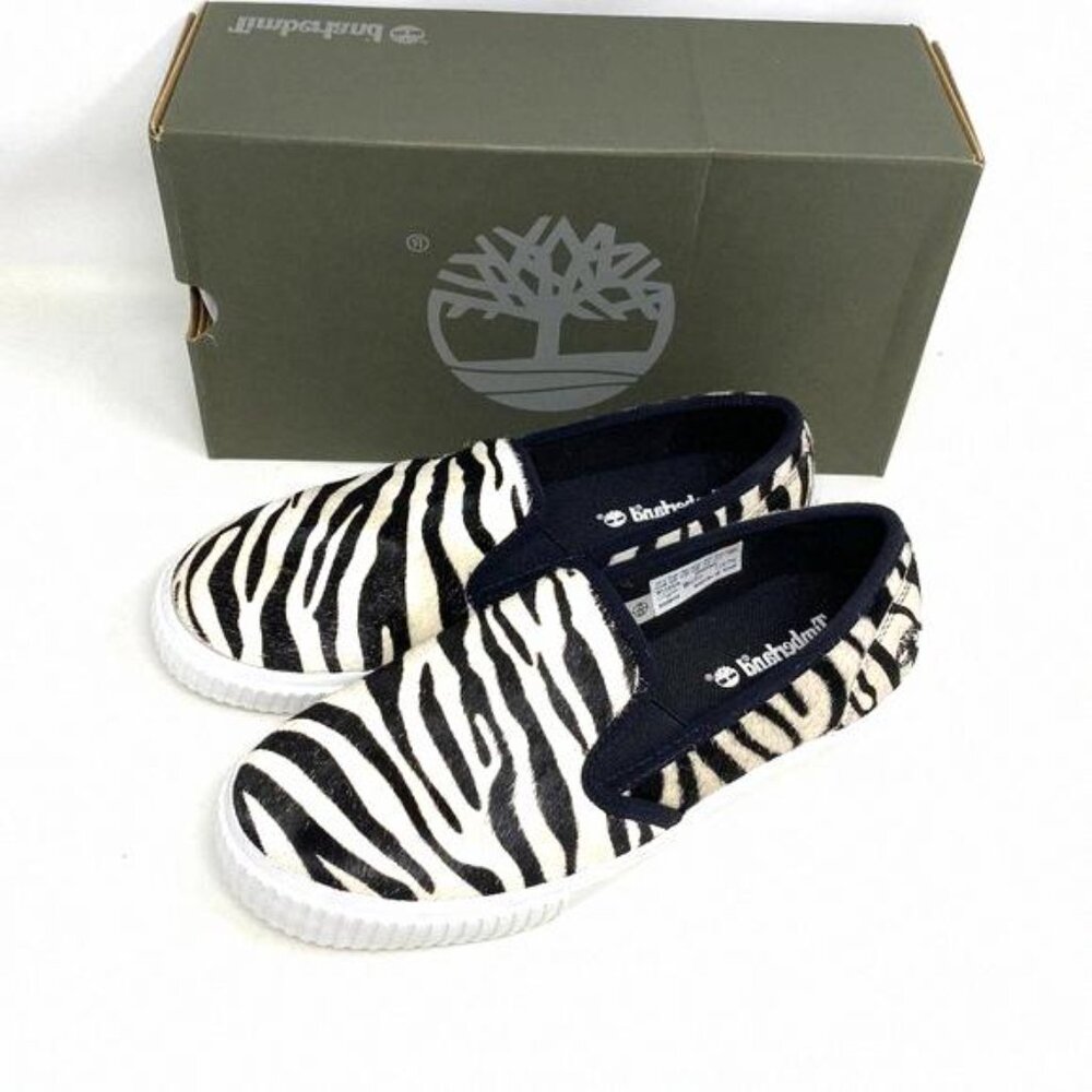 Timberland BX2 WOMEN SKYLA BAY SLIP ON ZEBRA LEATHER Black BX2 0A2GW6 TB White - Picture 7 of 11